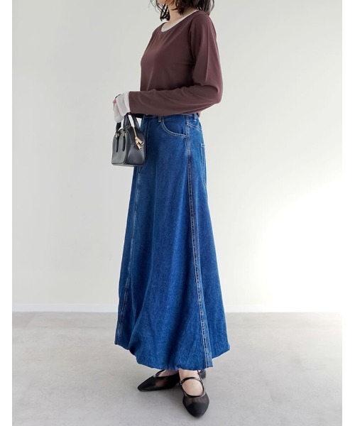 Re:EDIT（リエディ）の「[低身長/高身長サイズ有]コットンデニムバルーンスカート（デニムスカート・レディース・ブルー/ネイビー・SHORT/MEDIUM/TALL/LARGE）」の15枚目の写真