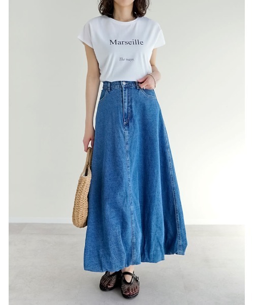 Re:EDIT（リエディ）の「[低身長/高身長サイズ有]コットンデニムバルーンスカート（デニムスカート・レディース・ブルー/ネイビー・SHORT/MEDIUM/TALL/LARGE）」の6枚目の写真