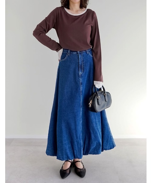 Re:EDIT（リエディ）の「[低身長/高身長サイズ有]コットンデニムバルーンスカート（デニムスカート・レディース・ブルー/ネイビー・SHORT/MEDIUM/TALL/LARGE）」の14枚目の写真