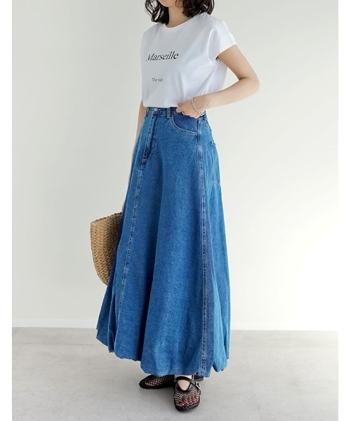 Re:EDIT（リエディ）の「[低身長/高身長サイズ有]コットンデニムバルーンスカート（デニムスカート・レディース・ブルー/ネイビー・SHORT/MEDIUM/TALL/LARGE）」の7枚目の写真