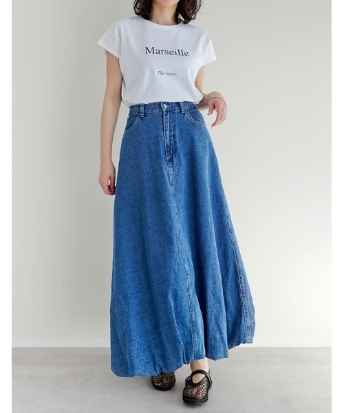 Re:EDIT（リエディ）の「[低身長/高身長サイズ有]コットンデニムバルーンスカート（デニムスカート・レディース・ブルー/ネイビー・SHORT/MEDIUM/TALL/LARGE）」の9枚目の写真