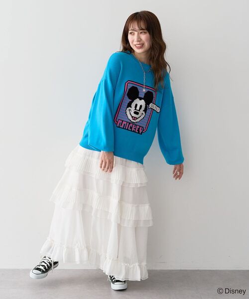 ミッキー です★ キーネックニット 刺繍チャンキーニット/Disney/Disney collection by AMERICAN