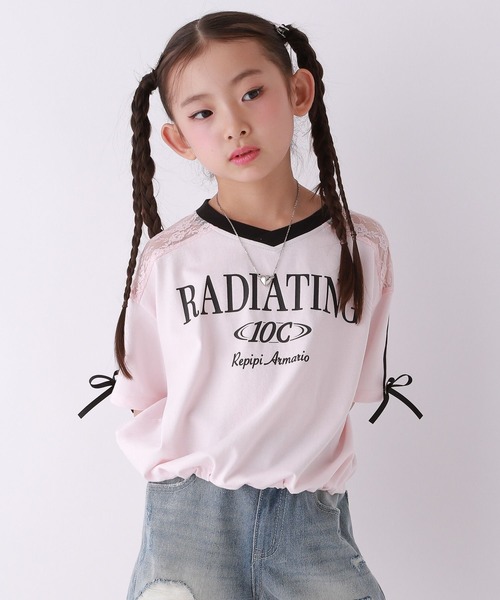 10C REPIPI（ジューシーレピピ）の「【10C REPIPI】【接触冷感】レースGAMETシャツ（Tシャツ/カットソー・キッズ・ブラック/オフホワイト/ピンク・130cm/120cm/110cm）」の3枚目の写真