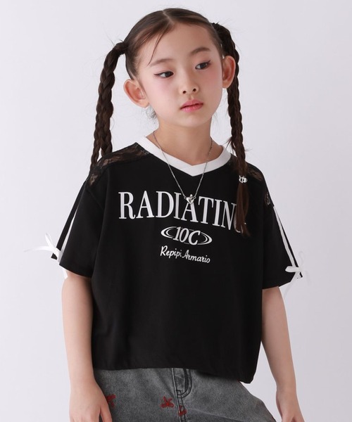 10C REPIPI（ジューシーレピピ）の「【10C REPIPI】【接触冷感】レースGAMETシャツ（Tシャツ/カットソー・キッズ・ブラック/オフホワイト/ピンク・130cm/120cm/110cm）」の2枚目の写真