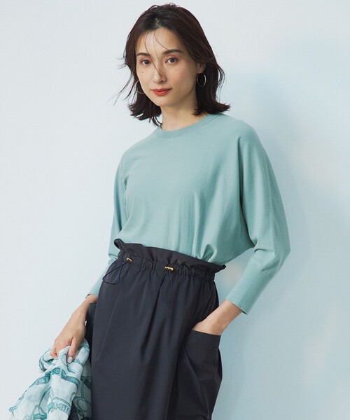 セール】【洗える】コンフォートストレッチ ドルマンスリーブ ニット