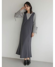 [体型カバーに◎][UVカット/接触冷感/イージーケア][低身長サイズ有][イージーケア][入卒式 セレモニー]前後2WAYカットジョーゼットマーメイドジャンパースカート