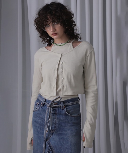 ROSE BUD(ローズバッド)の「(CREOLME)リブカットアンサンブル(アンサンブル・レディース・ピンク/ホワイト/ブラック・ONE SIZE)」の2枚目の写真