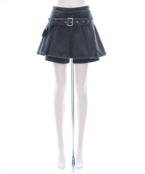 clear（クリア）の「レイヤード風デニムプリーツミニスカート [着回し力万能]≪SS新作≫（デニムスカート・レディース・ブラック/ブルー・M/S）」の13枚目の写真