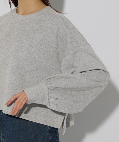 Elura(エルーラ)の「ラメ裏毛ショートプルオーバー/287523(スウェット・レディース・オフホワイト/ライトグレー・FREE)」の9枚目の写真