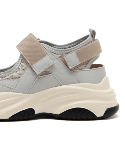 JELLY BEANS(ジェリービーンズ)の「ゴムストラップレースメッシュスニーカー(217-51343)JELLY BEANS(ジェリービーンズ)(スニーカー・レディース・アイボリー/ブラック/ライトグレー・S/L/M)」の8枚目の写真