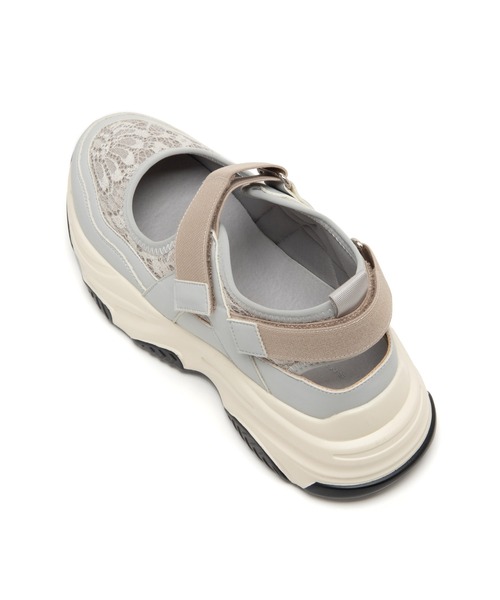 JELLY BEANS(ジェリービーンズ)の「ゴムストラップレースメッシュスニーカー(217-51343)JELLY BEANS(ジェリービーンズ)(スニーカー・レディース・アイボリー/ブラック/ライトグレー・S/L/M)」の9枚目の写真