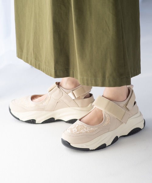 JELLY BEANS(ジェリービーンズ)の「ゴムストラップレースメッシュスニーカー(217-51343)JELLY BEANS(ジェリービーンズ)(スニーカー・レディース・アイボリー/ブラック/ライトグレー・S/L/M)」の13枚目の写真