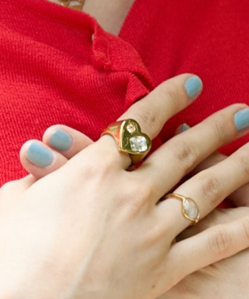 Casselini(キャセリーニ)の「Casselini(キャセリーニ)ハートビジューリング(リング・レディース・シルバー/ゴールド・13号)」の10枚目の写真