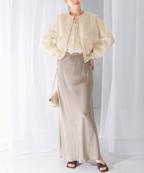 URBAN RESEARCH ROSSO WOMEN(アーバンリサーチ ロッソ)の「キュプラバイヤススカート(スカート・レディース・ベージュ/ネイビー・36/38)」の4枚目の写真