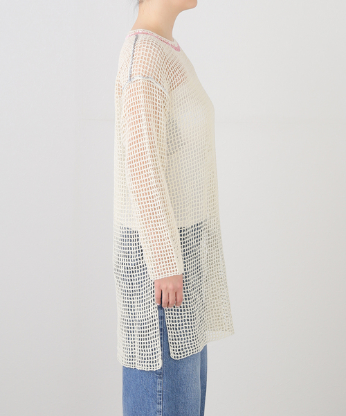 PONTI(ポンティ)の「PONTI Mesh knitting Pullover PO1Q002-C:ニット(ニット/セーター・レディース・ホワイト・FREE)」の9枚目の写真