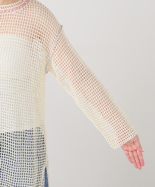 PONTI(ポンティ)の「PONTI Mesh knitting Pullover PO1Q002-C:ニット(ニット/セーター・レディース・ホワイト・FREE)」の8枚目の写真