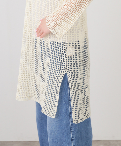 PONTI(ポンティ)の「PONTI Mesh knitting Pullover PO1Q002-C:ニット(ニット/セーター・レディース・ホワイト・FREE)」の7枚目の写真