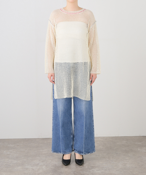 PONTI(ポンティ)の「PONTI Mesh knitting Pullover PO1Q002-C:ニット(ニット/セーター・レディース・ホワイト・FREE)」の3枚目の写真