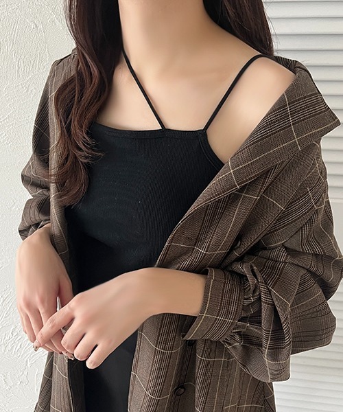 apres jour（アプレジュール）の「変形カップ付きキャミソール（キャミソール・レディース・アイボリー/ブラック・X-LARGE/フリー）」の2枚目の写真