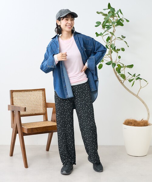 セール】花柄ストレッチパンツ/ イージーパンツ（その他パンツ