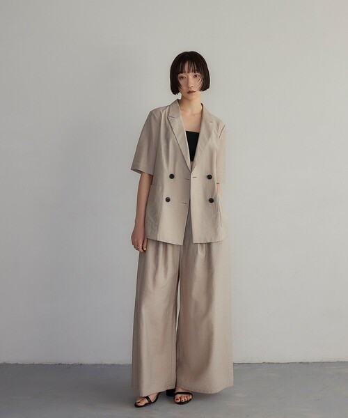 EMMEL REFINES（エメルリファインズ）の「＜EMMEL REFINES＞EM マーブル ローン パンツ（スラックス・レディース・ライトブルー/ベージュ/モカ・XS/S/M）」の2枚目の写真