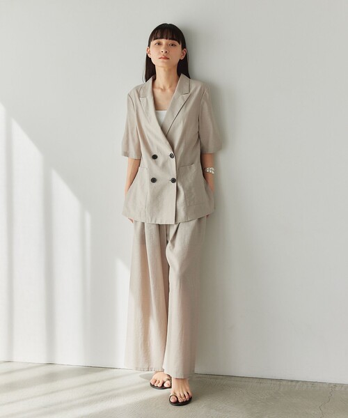 EMMEL REFINES（エメルリファインズ）の「＜EMMEL REFINES＞EM マーブル ローン パンツ（スラックス・レディース・ライトブルー/ベージュ/モカ・XS/S/M）」の5枚目の写真