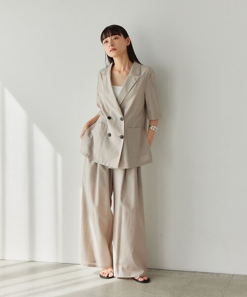 EMMEL REFINES（エメルリファインズ）の「＜EMMEL REFINES＞EM マーブル ローン パンツ（スラックス・レディース・ライトブルー/ベージュ/モカ・XS/S/M）」の6枚目の写真