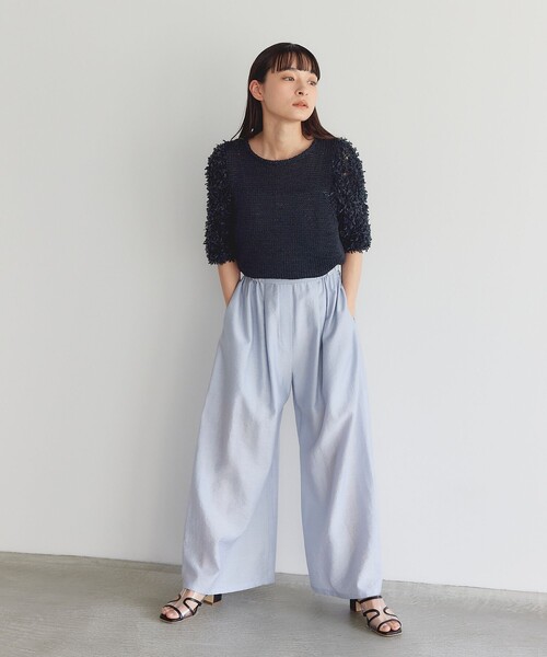 EMMEL REFINES（エメルリファインズ）の「＜EMMEL REFINES＞EM マーブル ローン パンツ（スラックス・レディース・ライトブルー/ベージュ/モカ・XS/S/M）」の13枚目の写真