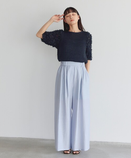 EMMEL REFINES（エメルリファインズ）の「＜EMMEL REFINES＞EM マーブル ローン パンツ（スラックス・レディース・ライトブルー/ベージュ/モカ・XS/S/M）」の14枚目の写真