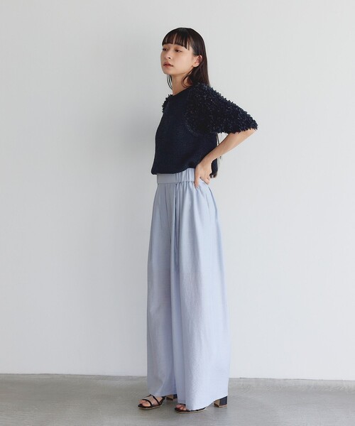 EMMEL REFINES（エメルリファインズ）の「＜EMMEL REFINES＞EM マーブル ローン パンツ（スラックス・レディース・ライトブルー/ベージュ/モカ・XS/S/M）」の15枚目の写真