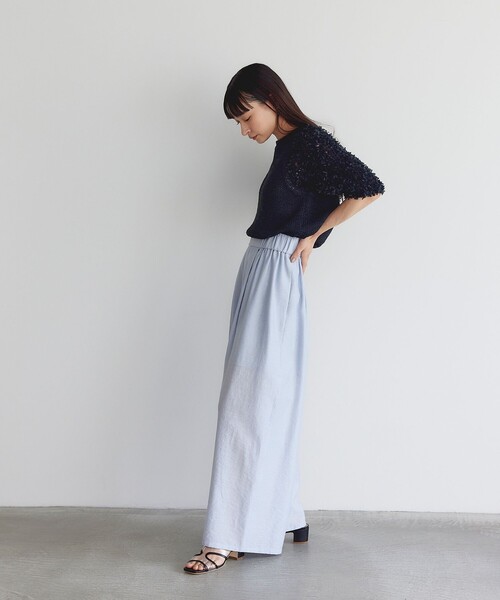 EMMEL REFINES（エメルリファインズ）の「＜EMMEL REFINES＞EM マーブル ローン パンツ（スラックス・レディース・ライトブルー/ベージュ/モカ・XS/S/M）」の16枚目の写真