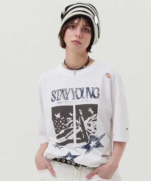 【KIRSH】VINTAGE GRAPHIC DAMAGE T-SHIRT〜半袖Tシャツ★韓国発 KIRSH】VINTAGE GRAPHIC DAMAGE T-SHIRT〜半袖Tシャツ☆韓国発