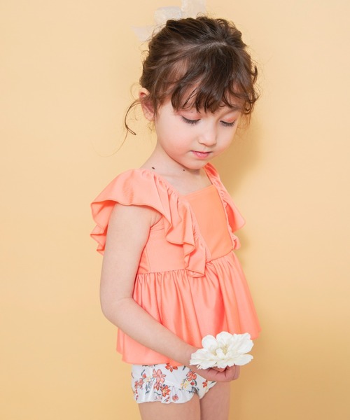 BRANSHES（ブランシェス）の「【水着 / SWIM】フリルタンキニ（水着・キッズ・ピンク/ライトグリーン/エメラルド/ブラック/サーモンピンク/ラベンダー/オレンジ/イエロー・120cm/110cm/100cm/90cm/150cm/140cm/130cm）」の9枚目の写真