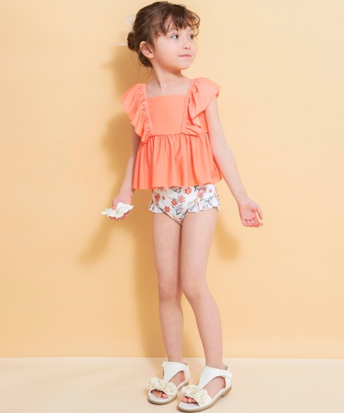 BRANSHES（ブランシェス）の「【水着 / SWIM】フリルタンキニ（水着・キッズ・ピンク/ライトグリーン/エメラルド/ブラック/サーモンピンク/ラベンダー/オレンジ/イエロー・120cm/110cm/100cm/90cm/150cm/140cm/130cm）」の10枚目の写真