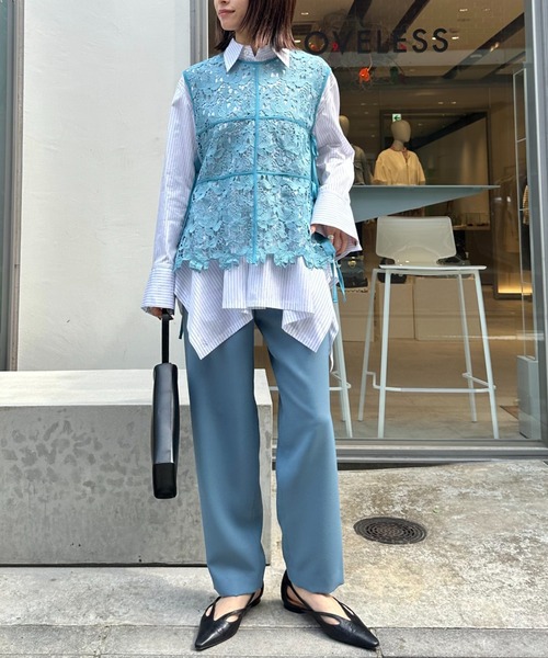 LOVELESS(ラブレス)の「クリアツイルテーパードパンツ(スラックス・レディース・ブラウン系その他3/ブラック/ブルー系その他4・34/36)」の4枚目の写真