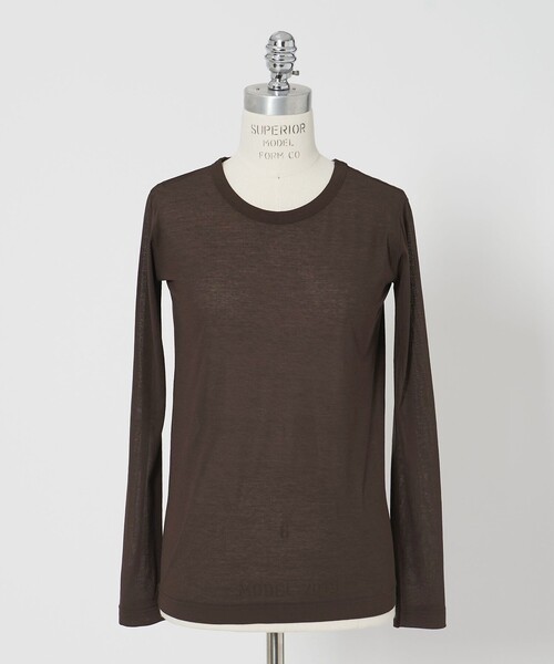 conte（コンテ）の「＜conte＞コットン シアー クルーネックカットソー（Tシャツ/カットソー・レディース・ネイビー/ダークブラウン/ホワイト/ブラック/ライトブルー・FREE）」の4枚目の写真