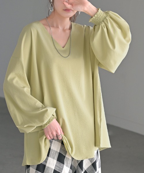 HUG.U(ハグユー)の「シワになりにくい 美・楊柳シャツ 長袖ver.(シャツ/ブラウス・レディース・ホワイト/イエロー/ブラック/サンドベージュ/テラコッタ/ブルー・FREE)」の6枚目の写真