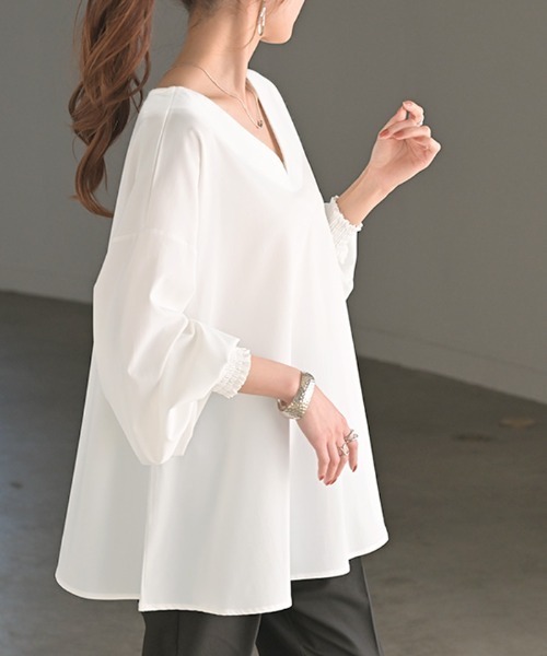HUG.U(ハグユー)の「シワになりにくい 美・楊柳シャツ 長袖ver.(シャツ/ブラウス・レディース・ホワイト/イエロー/ブラック/サンドベージュ/テラコッタ/ブルー・FREE)」の10枚目の写真