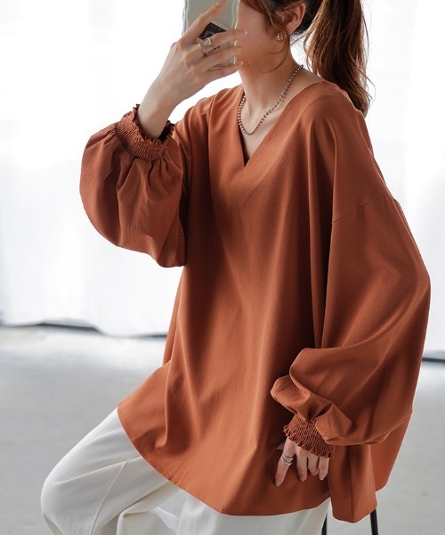 HUG.U(ハグユー)の「シワになりにくい 美・楊柳シャツ 長袖ver.(シャツ/ブラウス・レディース・ホワイト/イエロー/ブラック/サンドベージュ/テラコッタ/ブルー・FREE)」の14枚目の写真