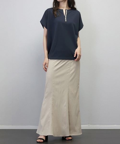 Aletta vita(アレッタビータ)の「ポンチラインパールコクーンプルオーバー(Tシャツ/カットソー・レディース・ネイビー/ブラック/オフホワイト・FREE)」の9枚目の写真
