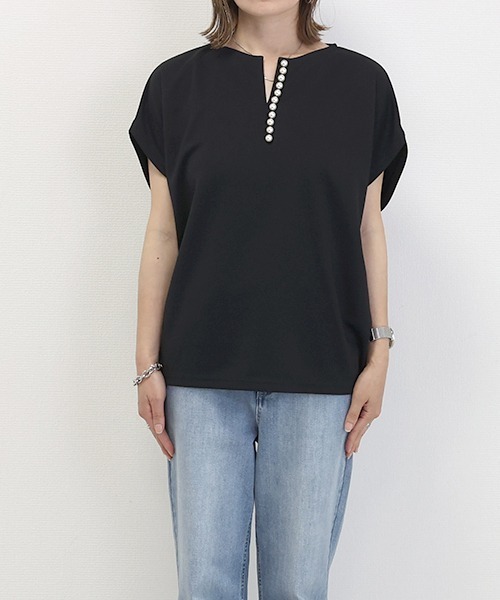 Aletta vita(アレッタビータ)の「ポンチラインパールコクーンプルオーバー(Tシャツ/カットソー・レディース・ネイビー/ブラック/オフホワイト・FREE)」の21枚目の写真