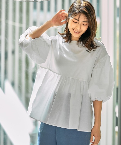 FOUND GOOD(ファウンドグッド)の「フハクキリカエPO/5S(Tシャツ/カットソー・レディース・ホワイト系5/グリーン系8/ブルー系2/パープル系2/ブラック/グレー系8/ベージュ/ネイビー・M/S/L)」の2枚目の写真