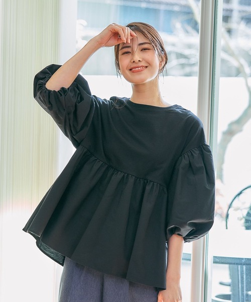 FOUND GOOD(ファウンドグッド)の「フハクキリカエPO/5S(Tシャツ/カットソー・レディース・ホワイト系5/グリーン系8/ブルー系2/パープル系2/ブラック/グレー系8/ベージュ/ネイビー・M/S/L)」の1枚目の写真