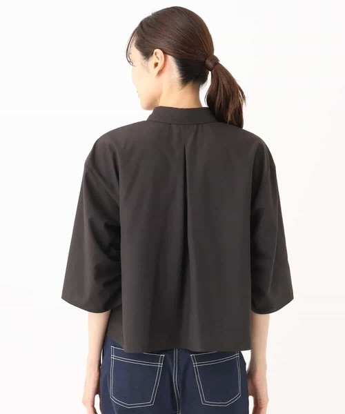 MK MICHEL  / エムケーミッシェルクラン コットンライククロップドシャツブラウス/洗える コットンライククロップドシャツブラウス/洗える(ブラウス