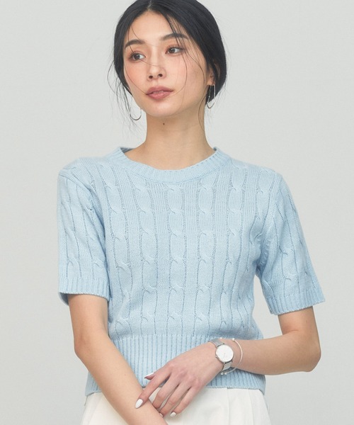 BLUE×PALANG(ブルーパラン)の「TOM SHORT KNIT(Tシャツ/カットソー・レディース・ネイビー/ライトブルー/ロイヤルブルー・FREE)」の5枚目の写真