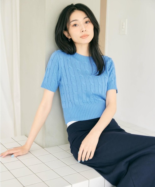 BLUE×PALANG(ブルーパラン)の「TOM SHORT KNIT(Tシャツ/カットソー・レディース・ネイビー/ライトブルー/ロイヤルブルー・FREE)」の12枚目の写真