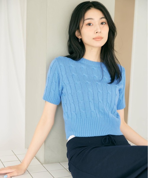 BLUE×PALANG(ブルーパラン)の「TOM SHORT KNIT(Tシャツ/カットソー・レディース・ネイビー/ライトブルー/ロイヤルブルー・FREE)」の14枚目の写真