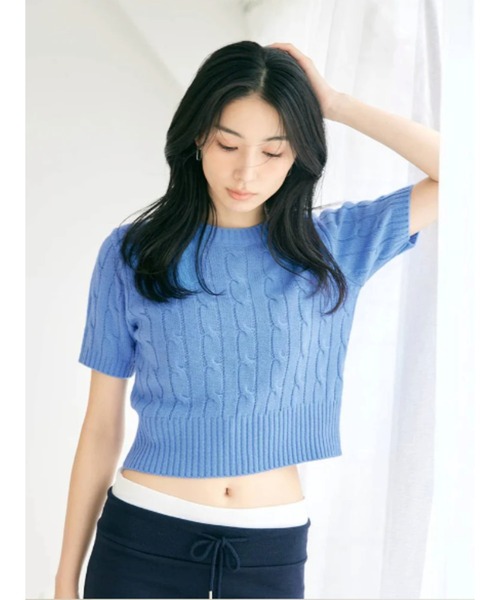 BLUE×PALANG(ブルーパラン)の「TOM SHORT KNIT(Tシャツ/カットソー・レディース・ネイビー/ライトブルー/ロイヤルブルー・FREE)」の16枚目の写真