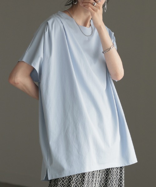 HUG.U（ハグユー）の「ひんやり。接触冷感 Tシャツ（Tシャツ/カットソー・レディース・アイボリー/オレンジ/ブラック/ホワイト/ライトブルー・FREE）」の17枚目の写真