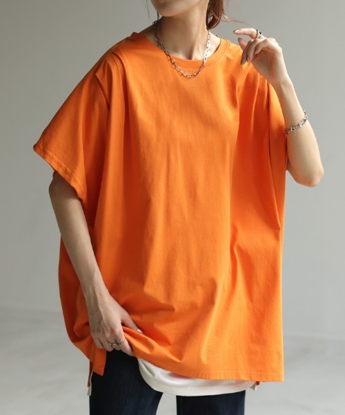 HUG.U（ハグユー）の「ひんやり。接触冷感 Tシャツ（Tシャツ/カットソー・レディース・アイボリー/オレンジ/ブラック/ホワイト/ライトブルー・FREE）」の13枚目の写真